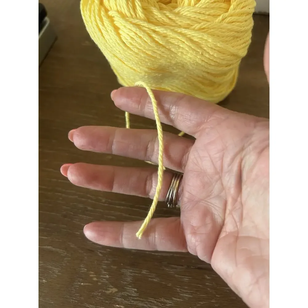 Vtg Mixed Lot Of 4 Yarn Skeins Acrylic Cotton? Saffron Mustard Yellow Off White